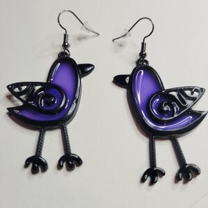 BOGO Free Buy 1 Pair Translucent Purple Stained Glass Bird Earrings Get 1 Free